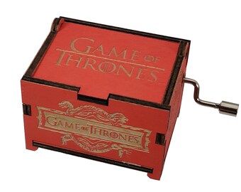 Game of Thrones Red Mini Music Box with "Main Theme" song, Personalizable Hand Crank
