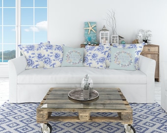 Sofa Fabrics Mockup | Pillows | Cushions | Sofa & Pillows Textile | Living Room Mockup | Coastal Style Living Room | Custom Sofa and Pillows