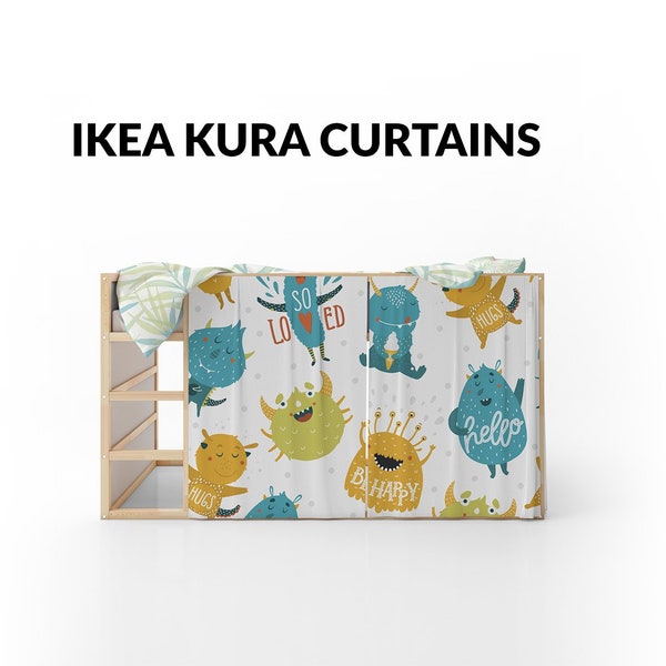 Ensemble de maquettes Ikea Kura | Photoshop Ikea Kura Bed Maquettes | Custom Kura Playhouse - France | Rideaux de maison de jeux pour enfants | Ikea Kura Rideaux Maquette |