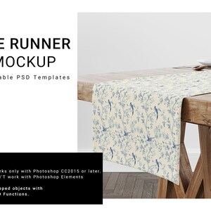 Table Runner Mockup | Table Runner Template | Table Textile | Photoshop Table Runner | Runner Mockup | Custom Runner | Kitchen Runner Mockup