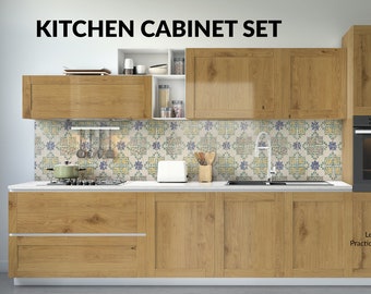 Kitchen Cabinet Mockup | Kitchen Dresser Mockup | Kitchen Mockup | Kitchen Floor Mockup | Photoshop Kitchen Cabinet|