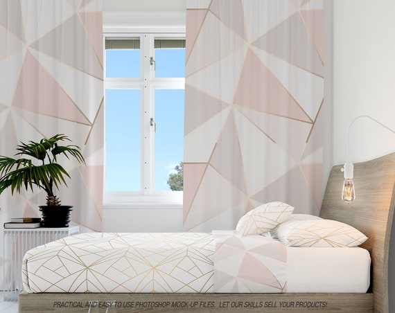 Curtains Mockup Set Bedding And Curtains Mockups