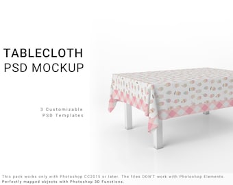 Tablecloth 3D Mockup | Table Cover | Kitchen Table | Dining room Textile Mockup | Kitchen Textile Mockup | Kitchen Tablecloth
