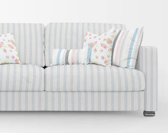 Sofa & Pillows Mockup | Damask Fabrics Textile (PSD)