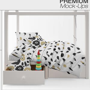 Kids Bed & Bedding Mockup Set | Photoshop Kids Bedding Mockups | Custom Kids Bedding Set | Children Beddings | Bedding