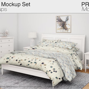 Bedding Mockups Set | Bedding Mockups | Photoshop Beddings | Bedding Linens | Beddings| Linen mockup | Bedroom mockup