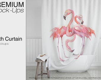 Bath Curtain | Shower Curtain Mockup | Photoshop Shower Curtain Mockup | Bath Curtain Mockup | Curtain | Custom Bath Curtain