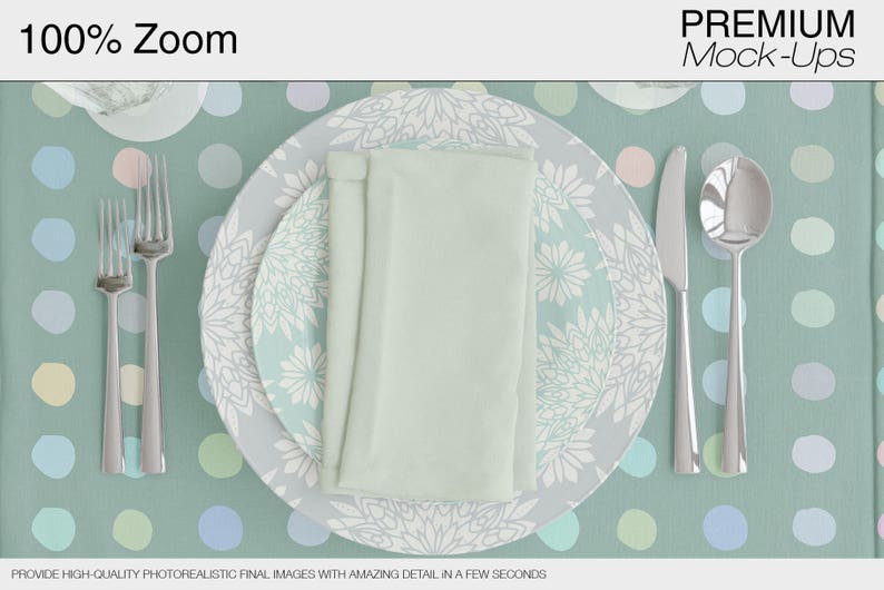 Table linens Mockup Tablecloth Mockup Table Runner Table Napkins Dining room Textile Mockup Plate Mockup image 4