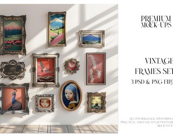 Vintage Frames Mockup | Digital Vintage Frames Mockups | Photoshop Rich Frames | Digital Frames Templates |Rich Frames Digital Mockups