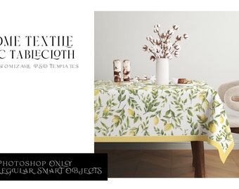 PVC Tablecloth Mockup | Digital PVC Tablecloth Mockup | Photoshop PVC Tablecloth Template | Dining Room pvc Tablecloth Mockup