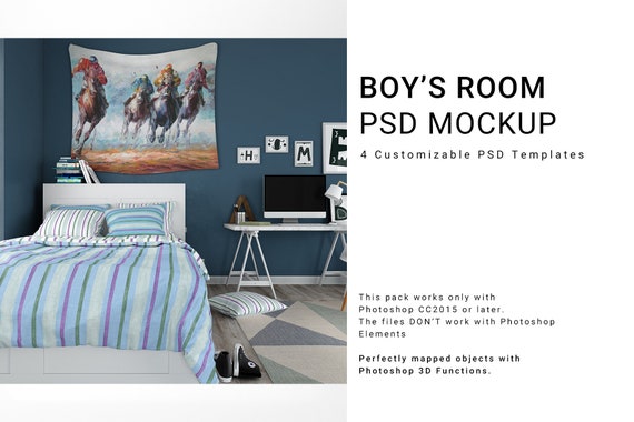 Boy S Room Bedding Mockup Set Photoshop Kids Bedding Etsy