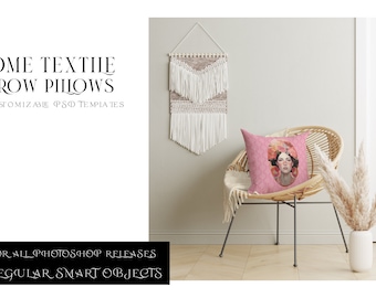 Square Pillow and Blanket Mockup | Photoshop Pillow and Blanket | Decorative Pillow | Digital Throw Pillow and Blanket Template
