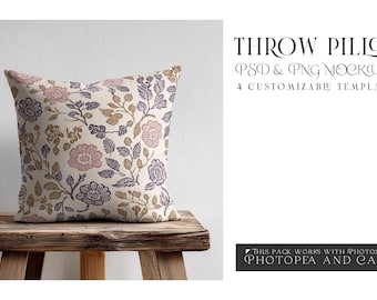 Digital Throw Pillow Mockup | Photoshop Throw Pillow Template | Throw Pillow Template |  Cushion Mockup | Pillow Template | Pillow Mockups