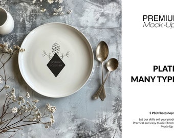Plate Mockups | Ceramic Dish Mockup | Photoshop Porcelain Plate | Digital Porcelain Plate | Digital Ceramic Plate Template