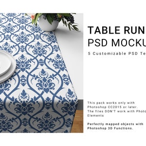 Table Runner Mockup | Table Runner Template | Table Textile | Photoshop Table Runner | Runner Mockup | Custom Runner | Kitchen Runner Mockup