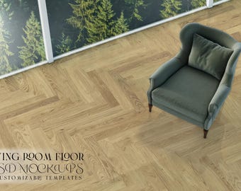 Floor Mockup | Floor in Living Room | Floor Branding Mockup | Floor Mockup | Photoshop Floor in Living Room | Digital Flooring Mockup