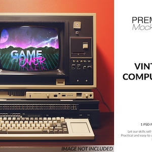 Vintage Computer Mockup | Photoshop Vintage Computer | Digital Vintage Computer | Vintage Computer Template| Digital Retro Computer Template