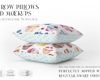 Square Pillow Mockup | Photoshop Pillows | Cushions | Decorative Pillow | Throw Pillow | Pillow Template | Square Cushion | Cushion Mockup