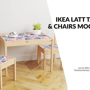 Latt Tisch und Stuhl Aufkleber Mockup Set | Photoshop Latte | Digitale Aufkleber | Latt Sticker Mockup | Latte Tisch und Stühle Aufkleber