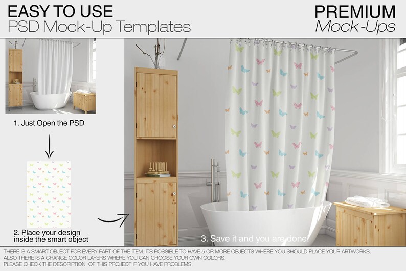 Download Bath Curtain Shower Curtain Mockup Photoshop Shower | Etsy