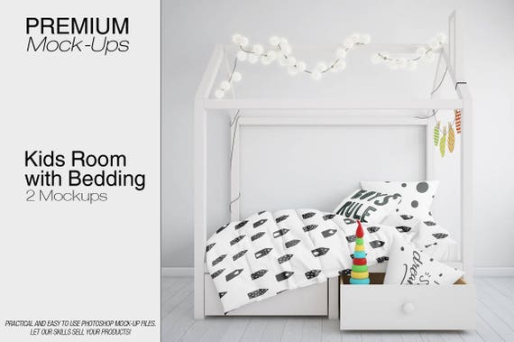 Kids Bed Bedding Mockup Set Photoshop Kids Bedding Mockups Etsy