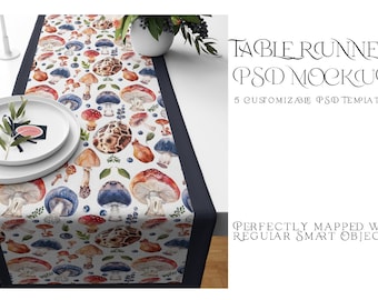 Table Runner Mockup | Table Runner Template | Table Textile | Photoshop Table Runner | Runner Mockup | Custom Runner | Kitchen Runner Mockup