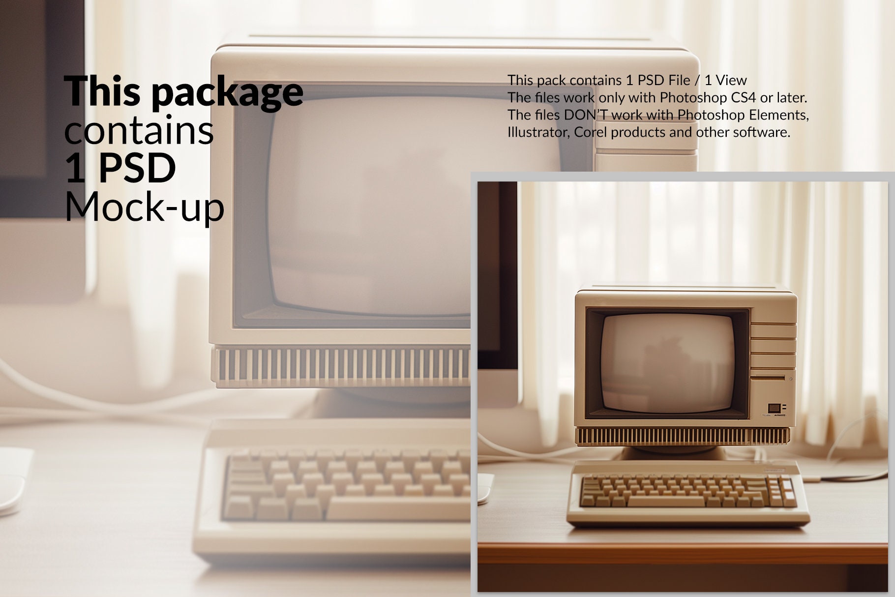 Vintage Computer Mockup | Photoshop Vintage Computer | Digital Vintage ...