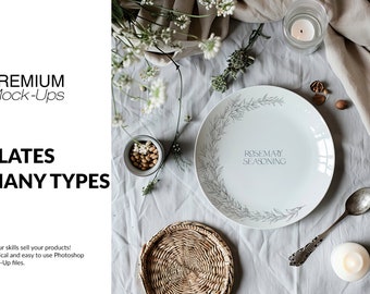 Plate Mockups | Ceramic Dish Mockup | Photoshop Porcelain Plate | Digital Porcelain Plate | Digital White Ceramic Plate Template