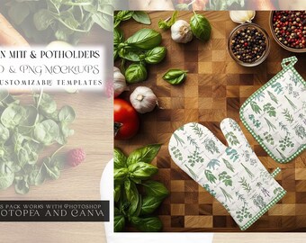 Oven Mitt and Potholder Mockups | Digital Oven Mitt & Potholder Templates | Photoshop Oven Mitt and Potholder Mockups |