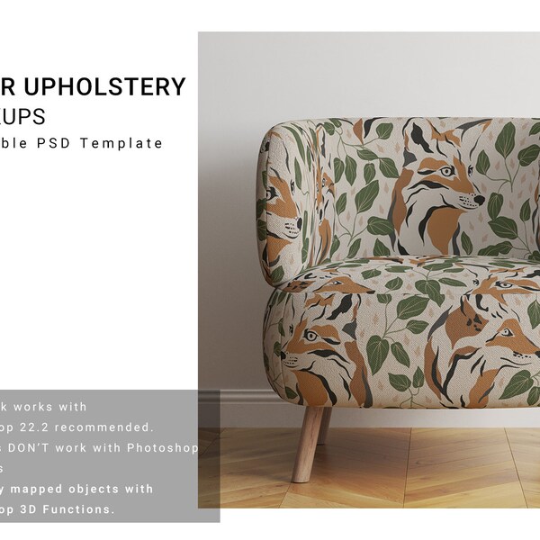 Armchair Upholstery Digital Template | Digital Armchair Textile | Upholstery Armchair Template | Armchair Textile Mockup | Custom Armchair