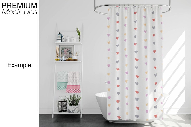 Download Bath Curtain Shower Curtain Mockup Photoshop Shower | Etsy
