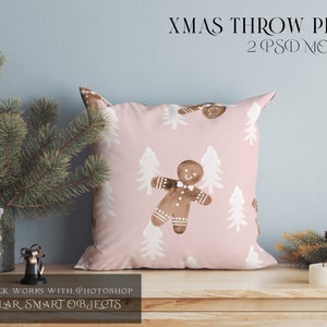 Christmas Throw Pillow Mockup Set | Christmas Pillow Mockups | Photoshop Throw Pillow | Christmas Pillow | Holiday Pillow Mockup