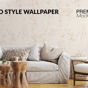Boho Wall Mockup | Photoshop Wallpaper Mockups | Custom Walls Set | Blank Wall Art | Digital Wallpaper Mockup | Photoshop Wallpaper Template