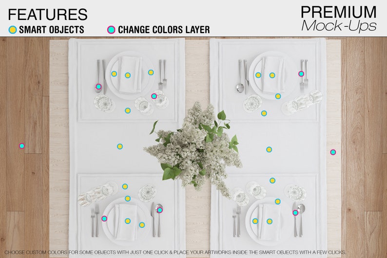 Table linens Mockup Tablecloth Mockup Table Runner Table Napkins Dining room Textile Mockup Plate Mockup image 6