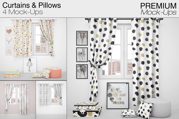 Photoshop Curtains Mockup Curtains and pillows Mockup Curtain Panel Curtains Mockup Curtains Linen Drapes Custom Curtains
