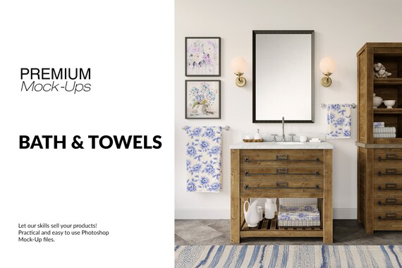 Bath Towels Bath Towels Mockup Photoshop Bath Towels Etsy