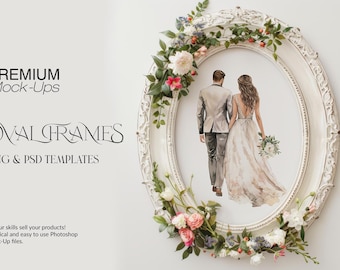 Oval Frames Mockup | Digital Oval Frames Mockups | Photoshopand Canva Oval Frames  |Floral Oval Frames Digital Mockups