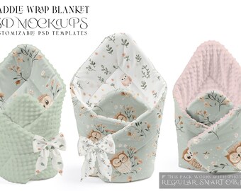 Digital Swaddle Wrap Blanket Mockup | Baby Swaddle Blanket | Photoshop Swaddle Wrap Template | Swaddle Minky Blanket Mockup