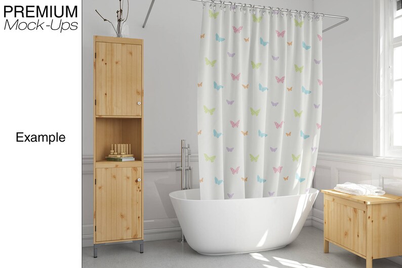 Download Bath Curtain Shower Curtain Mockup Photoshop Shower | Etsy