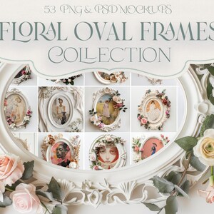 Ovale Rahmen Mockups Sammlung | Digital Photoshop und Canva Ovale Rahmen | Digitale Rahmen Vorlagen | Floral Oval Rahmen Mockups