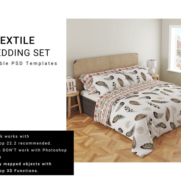 Bedding Mockups Set | Bedding Mockups | Photoshop Beddings | Bedding Linens | Digital Beddings| Linen | Sheets and Shams Mockup