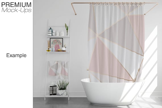 Download Bath Curtain Shower Curtain Mockup Photoshop Shower Etsy