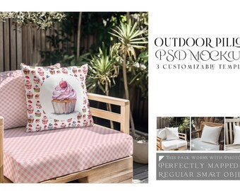 Outdoor Pillow Mockup | Outdoor Pillows Template | Outdoor Cushions | Digital Outdoor Pillows | Photoshop  Outdoor Pillows
