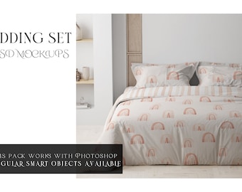 Bedding Mockups Set | Bedding Mockups | Photoshop Beddings | Bedding Linens | Digital Beddings| Linen | Sheets and Shams Mockup
