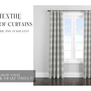 5 Types of Curtains | Curtains Mockup | Photoshop Curtains Mockup | Digital Linen Drapes Mockup | Digital Curtains Template