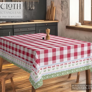 Tablecloth Mockup | Table Cover | Digital Tablecloth Template | Dining Room Textile Mockup | Photoshop Kitchen Tablecloth Mockup