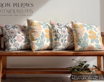 Digital Throw Pillows Mockup | Photoshop Throw Pillows Template | Throw Pillows Template | Cushions Mockup | Photoshop Pillow Template