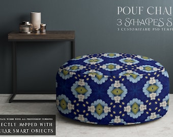Pouf Mockup / Digital Pouf Mockup / 3 Shapes of Pouf Template / Digital Pouf Template / Customizable Pouf Mockups / Photoshop Pouf Mockups
