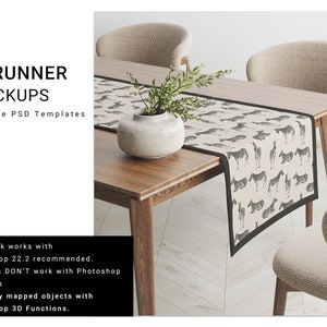 Table Runner Mockup | Table Runner Template | Table Textile | Photoshop Table Runner | Runner Mockup | Custom Runner | Kitchen Runner Mockup