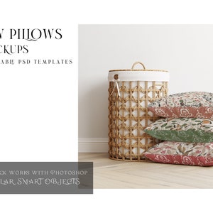 Boho Style Pillow Mockup | Photoshop Pillows | Cushions | Decorative Pillow | Digital Throw Pillow | Pillow Template | Square Cushion Mockup
